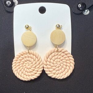 Elegant Beige Spiral Earrings